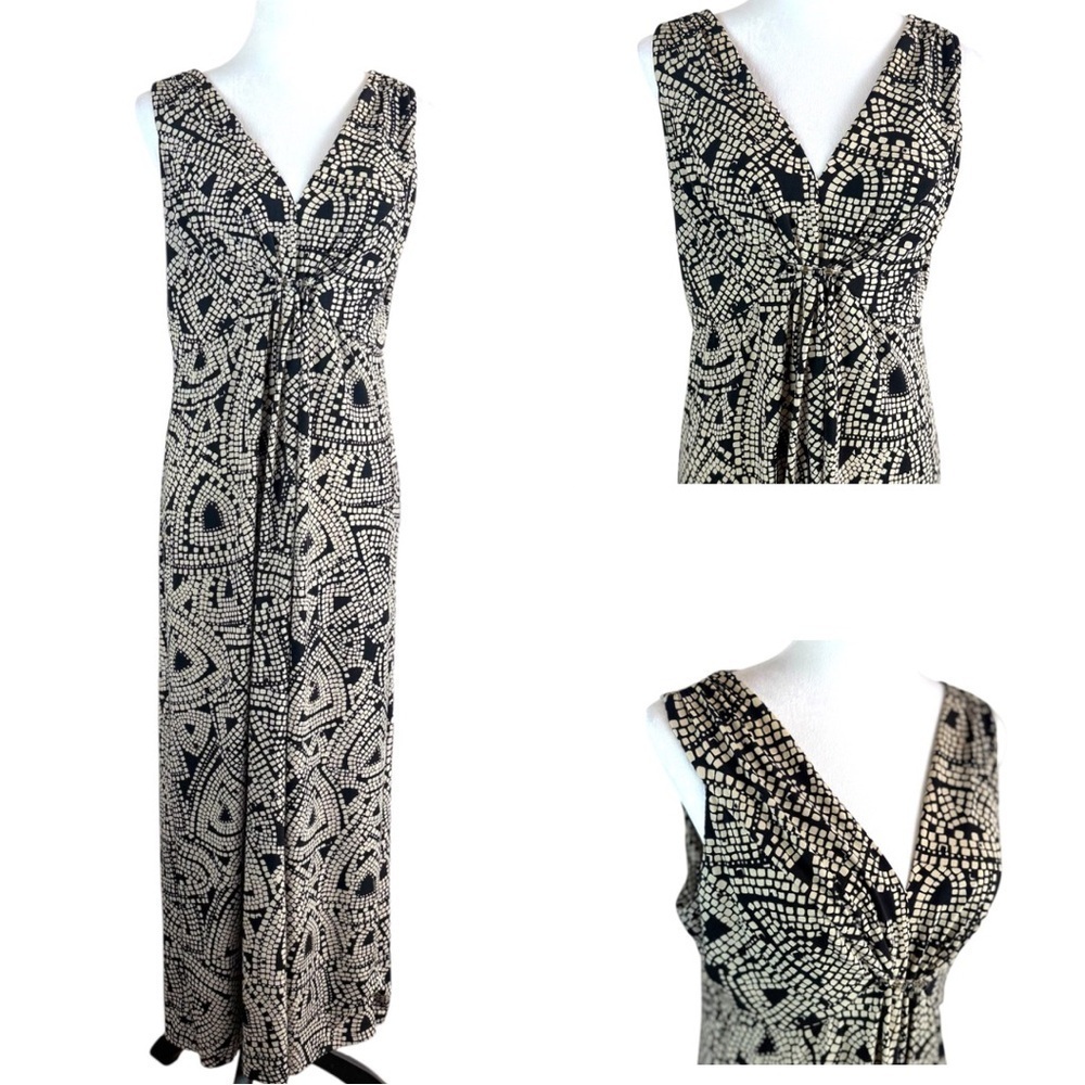 Ruby Rd. Women’s Black & White Abstract Print Sleeveless Maxi Dress‎ Size M